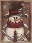 Burlap Snowman Holding Candle Close Up