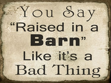 You Say Raised in a Barn Like a bad thing
